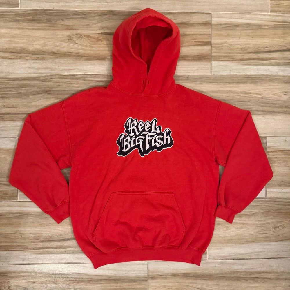 Vintage Reel Big Fish Band Pullover Hoodie Red Ska Punk Rock Gildan Heavy Men L